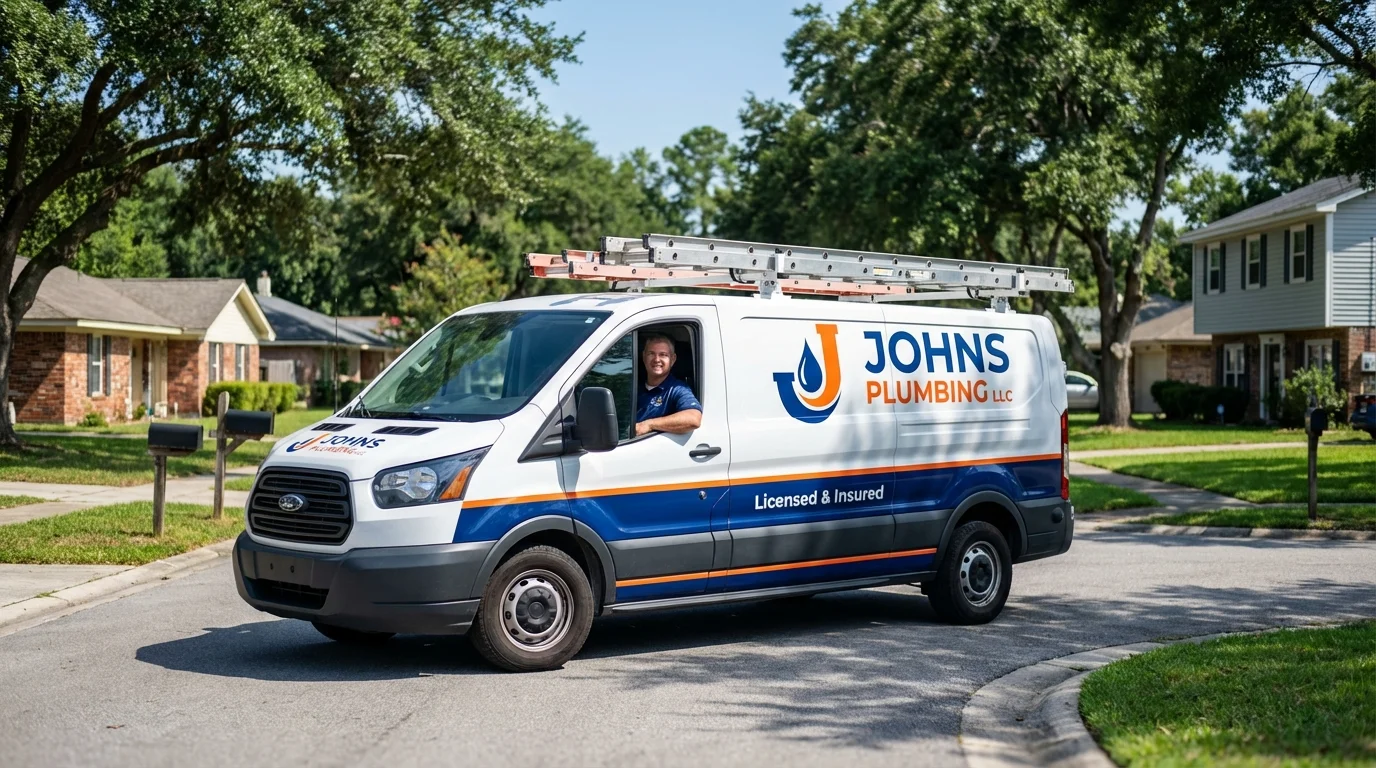 Johns Plumbing LLC service van in Phenix City, AL