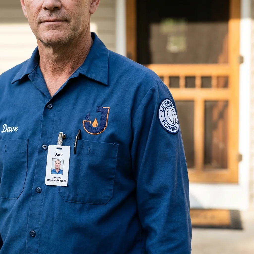 Licensed plumber showing ID badge in Phenix City, AL