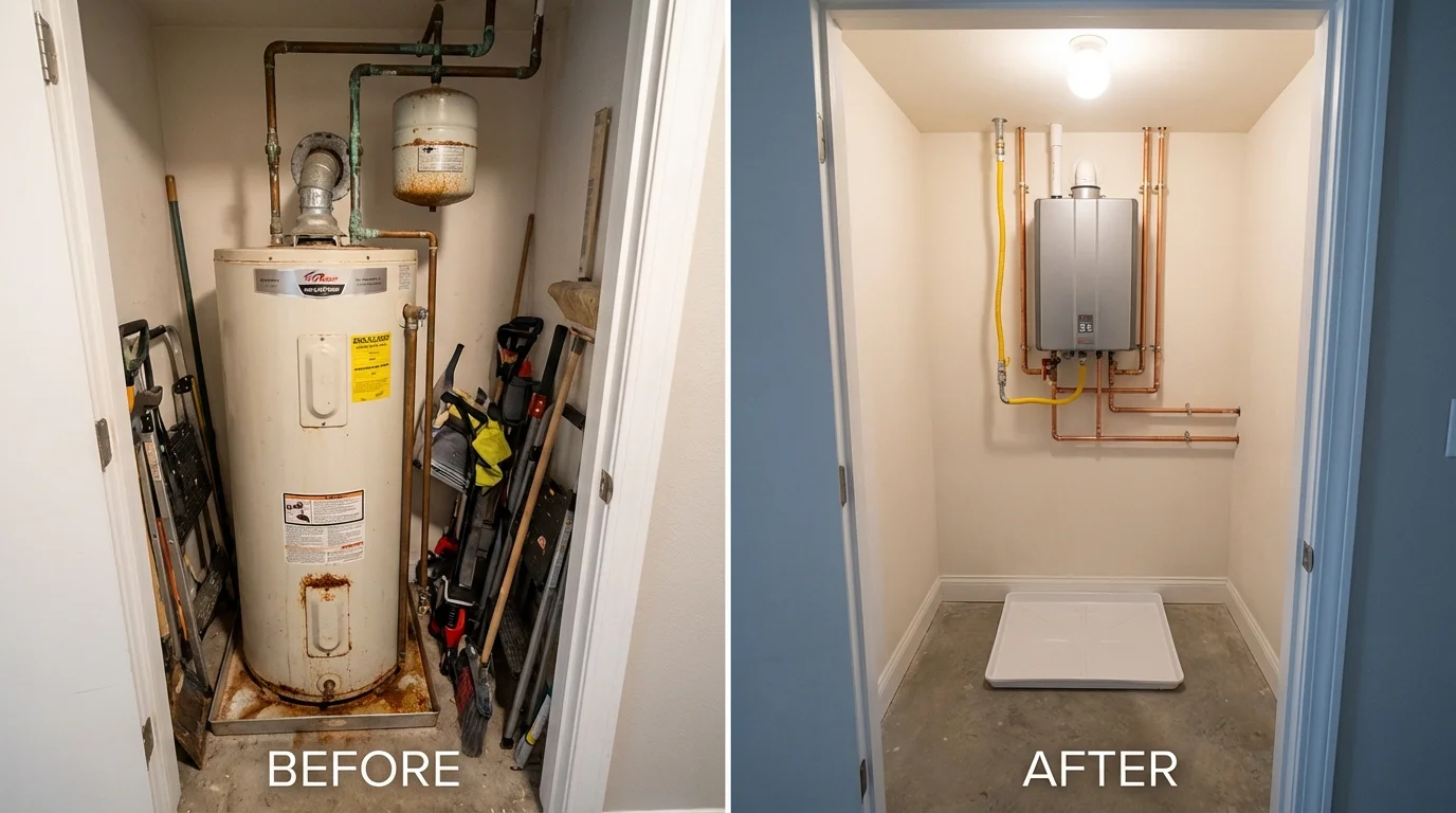 Tank water heater versus wall-mounted tankless unit comparison for Phenix City, AL homeowners
