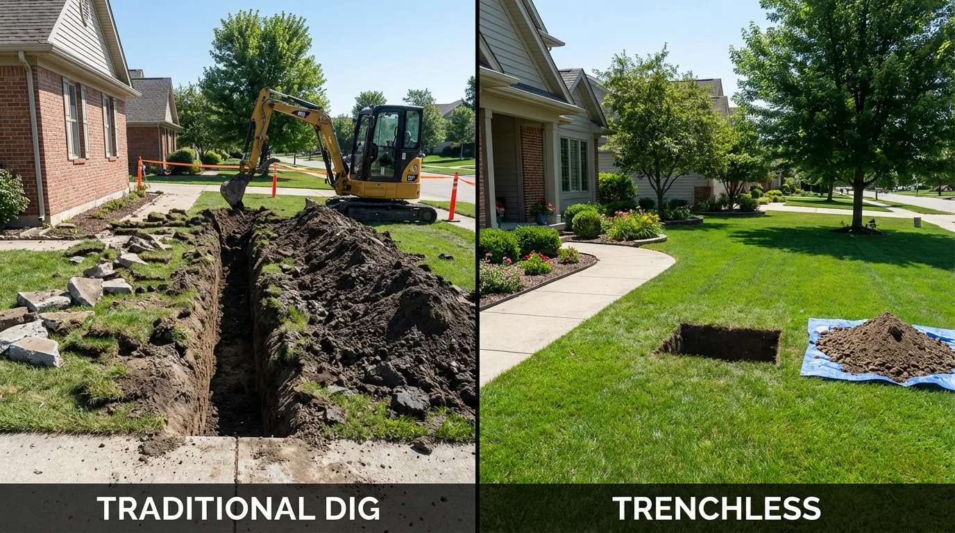 Trenchless sewer repair with minimal yard damage versus traditional excavation in Phenix City, AL